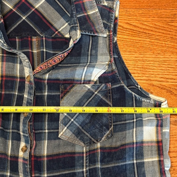 Skies are Blue Plaid Button Down Sleeveless Top Vest Size 1 Western Ware - Picture 5 of 6